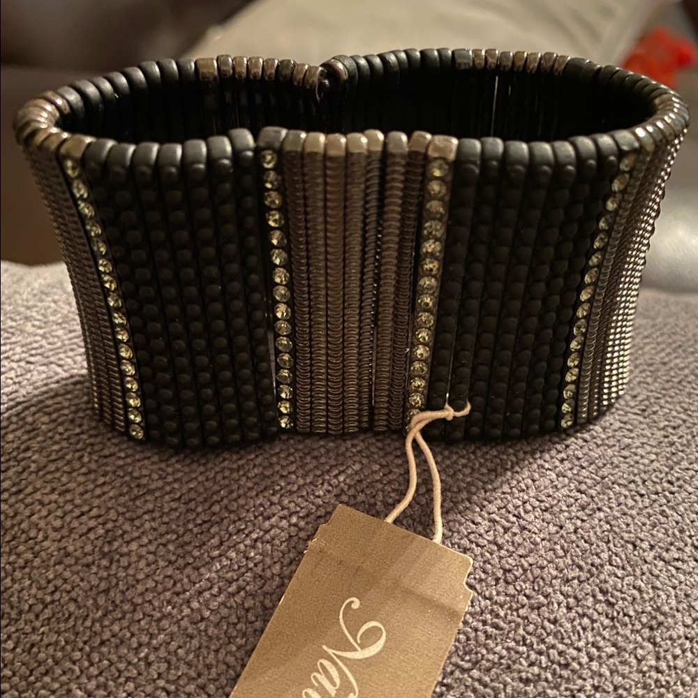 Silver and black bracelet